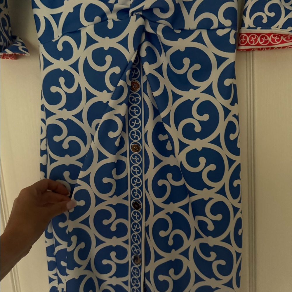 Gretchen Scott Designs Blue and White Twist and Shout Dress - Picture 3 of 4